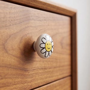 Cartoon Ceramic Drawer Pulls Multicolored Printed Round Decorative Cabinet Knobs for Kids Playroom Refresh