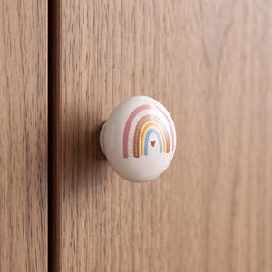 Ceramic Cartoon Drawer Pulls Multicolored Rainbow Sun Moon Decorative Cabinet Knobs for Bright Playroom Spaces
