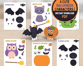 Halloween Craft Kit, Spooky DIY Paper Activity for Toddlers and Preschoolers, Busy Book Montessori (PDF Digital Download)