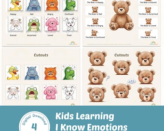 Montessori-activiteitenboek voor peuters, leermap voor kleuters, hulpmiddel om emoties te leren (digitale PDF-printbare versie)