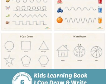 Montessori-activiteitenboek voor peuters: Ik kan tekenen, overtrekken en schrijven, 6 leeractiviteiten (digitale PDF, printbaar)