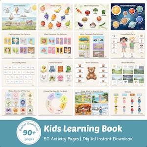 Toddler Learning Binder, Montessori Kids Busy Book, Preschool Activities, 90 Pages (Digital PDF Printable) image 3