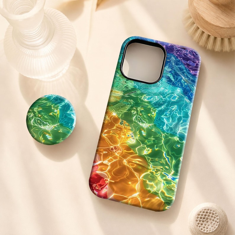 Light Refraction Pattern Rainbow Water Ripple Phone Case,dreamy Shimmer Liquid Color Swirl Art ...