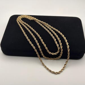 Vintage Gold Toned Rope Chain Necklace 36" Endless Loop