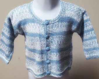Cotton Baby sweater - striped light blue and white