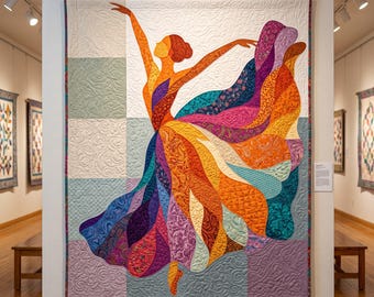 Mönster för ballerinaquilt, applikation med smältbara kanter i PDF-format, quiltmönster för dansare, väggbonad med lapptäcke, mall för quilt till folkkonst