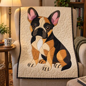 French Bulldog Quilt Pattern, Applique & Collage Quilt, Dog Quilt Pattern PDF, Patchwork Wall Hanging, Folk Art Quilt Template image 5