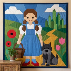 Molde para colcha de menina e cachorro, molde para colcha de parede infantil em PDF, colcha de aplique fácil, aplique termocolante com borda crua imagem 5