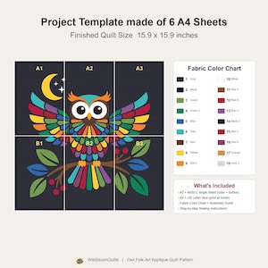 Owl Quilt Pattern, Owl Wall Hanging Quilt Pattern PDF, Easy Applique Quilt for Beginners, Woodland Wall Quilt, Raw Edge Fusible Applique image 7