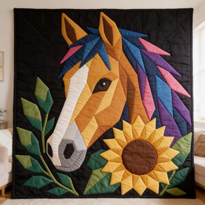 Horse Quilt Pattern, Horse Wall Hanging Quilt Pattern PDF, Easy Applique Quilt for Beginners, Raw Edge Fusible Applique image 9