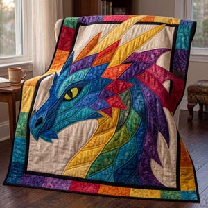 Dragon Quilt Pattern, Applique & Collage Quilt, Animal Quilt Pattern PDF, Patchwork Wall Hanging, Folk Art Dragon Template image 7