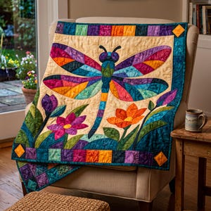 Mönster för trollslända-quilt, applikation med smältbara kanter, quiltmönster i PDF-format, väggbonad med lapptäcke, mall för quilt med folkkonst bild 10