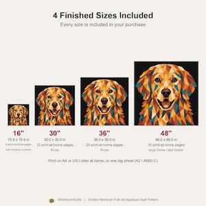 Golden Retriever Quilt Pattern, Dog Wall Hanging Quilt Pattern PDF, Applique Quilt Pattern, Dog Lover Gift, Raw Edge Fusible Applique image 3