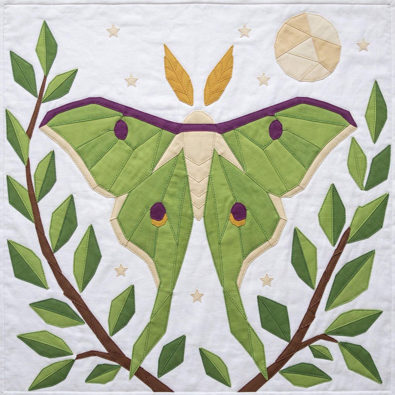 Luna Moth Quilt Pattern, Moth Wall Hanging Quilt Pattern PDF, Applique Quilt Pattern, Raw Edge Fusible Applique image 11