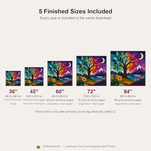 Landscape Tree Quilt Pattern, Applique & Collage Quilt PDF, Folk Art Nature Wall Hanging, Raw Edge Fusible Applique image 5
