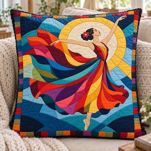 Patrón de colcha de bailarina de vidrieras, colcha de apliques y collage en PDF, patrón de colcha de bailarina, tapiz de patchwork, plantilla de colcha de arte popular imagen 10