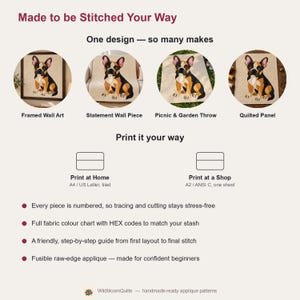 French Bulldog Quilt Pattern, Applique & Collage Quilt, Dog Quilt Pattern PDF, Patchwork Wall Hanging, Folk Art Quilt Template image 14