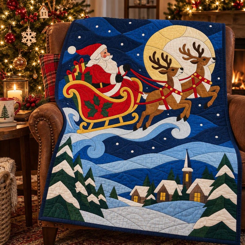 Santa Sleigh Quilt Pattern, Applique & Collage Quilt, Christmas Quilt Pattern PDF, Stained Glass Patchwork Wall Hanging, Reindeer Quilt image 13