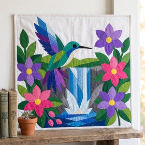 Hummingbird Quilt Pattern, Bird Wall Hanging Quilt Pattern PDF, Beginner Applique Quilt, Raw Edge Fusible Applique image 16