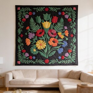 Cottagecore Quilt Pattern, Floral Wall Hanging Quilt Pattern PDF, Botanical Applique Quilt, Raw Edge Fusible Applique image 10