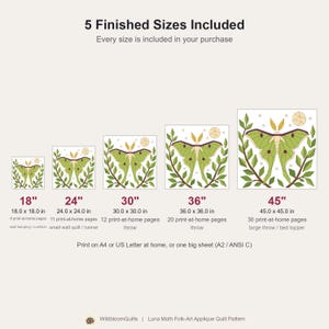 Luna Moth Quilt Pattern, Moth Wall Hanging Quilt Pattern PDF, Applique Quilt Pattern, Raw Edge Fusible Applique image 3