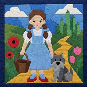 Molde para colcha de menina e cachorro, molde para colcha de parede infantil em PDF, colcha de aplique fácil, aplique termocolante com borda crua imagem 2