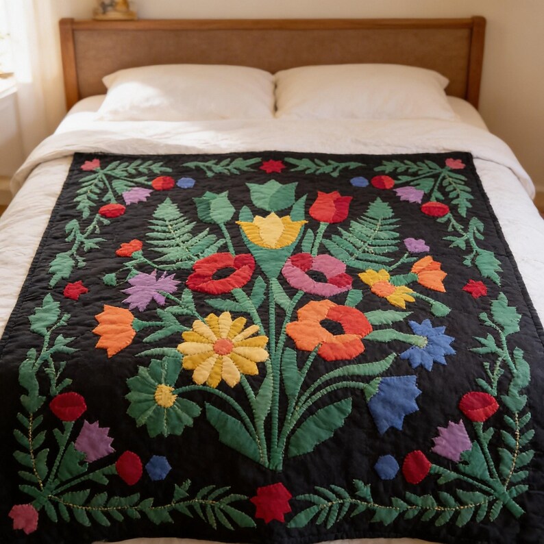 Cottagecore Quilt Pattern, Floral Wall Hanging Quilt Pattern PDF, Botanical Applique Quilt, Raw Edge Fusible Applique image 9