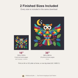 Owl Quilt Pattern, Owl Wall Hanging Quilt Pattern PDF, Easy Applique Quilt for Beginners, Woodland Wall Quilt, Raw Edge Fusible Applique image 3