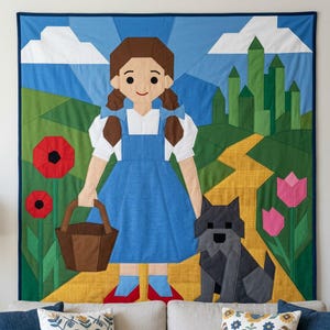 Molde para colcha de menina e cachorro, molde para colcha de parede infantil em PDF, colcha de aplique fácil, aplique termocolante com borda crua imagem 8
