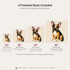French Bulldog Quilt Pattern, Applique & Collage Quilt, Dog Quilt Pattern PDF, Patchwork Wall Hanging, Folk Art Quilt Template image 13