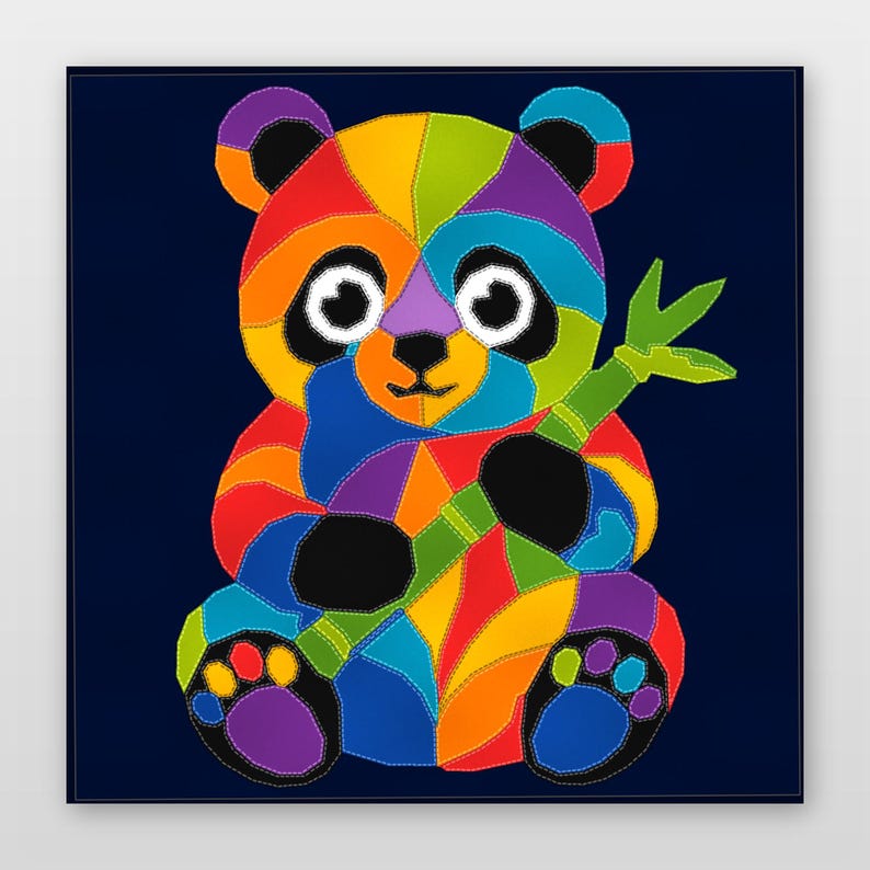 Patrón de edredón de panda, patrón de edredón para colgar en la pared de la habitación infantil en PDF, edredón de apliques fácil para principiantes, aplique termoadhesivo con borde sin rematar imagen 2