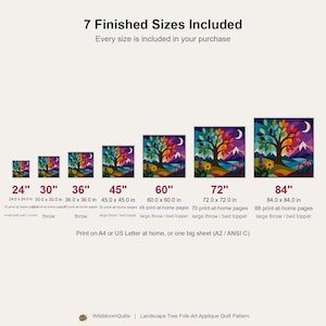 Landscape Tree Quilt Pattern, Applique & Collage Quilt PDF, Folk Art Nature Wall Hanging, Raw Edge Fusible Applique image 3