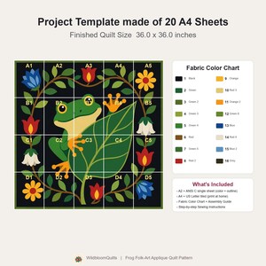 Frog Quilt Pattern, Frog Wall Hanging Quilt Pattern PDF, Easy Applique Quilt for Beginners, Raw Edge Fusible Applique image 10