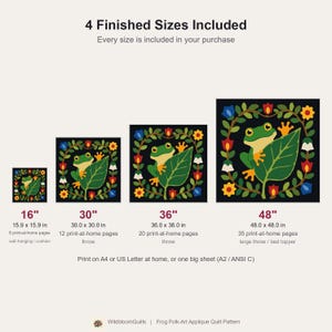 Frog Quilt Pattern, Frog Wall Hanging Quilt Pattern PDF, Easy Applique Quilt for Beginners, Raw Edge Fusible Applique image 3