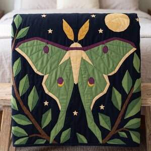 Luna Moth Quilt Pattern, Moth Wall Hanging Quilt Pattern PDF, Applique Quilt Pattern, Raw Edge Fusible Applique image 5