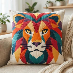 Löwen-Quiltmuster, Löwen-Wandbehang-Quiltmuster (PDF), Einfaches Applikationsquiltmuster für Anfänger, Applikation mit offener Kante zum Aufbügeln Bild 7