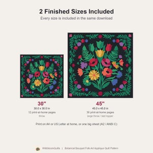 Cottagecore Quilt Pattern, Floral Wall Hanging Quilt Pattern PDF, Botanical Applique Quilt, Raw Edge Fusible Applique image 3
