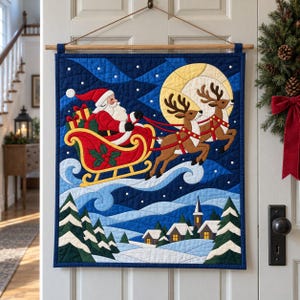Santa Sleigh Quilt Pattern, Applique & Collage Quilt, Christmas Quilt Pattern PDF, Stained Glass Patchwork Wall Hanging, Reindeer Quilt image 19