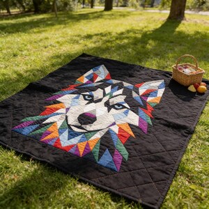 Husky Quilt Pattern, Dog Wall Hanging Quilt Pattern PDF, Beginner Applique Quilt Pattern, Wolf Dog Wall Quilt, Raw Edge Fusible Applique image 11
