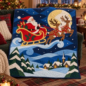 Santa Sleigh Quilt Pattern, Applique & Collage Quilt, Christmas Quilt Pattern PDF, Stained Glass Patchwork Wall Hanging, Reindeer Quilt image 7