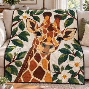 Giraffen-Quiltmuster, Applikations- und Collage-Quilt, Tier-Quiltmuster (PDF), Magnolien-Wandbehang im Volkskunststil, Patchwork-Vorlage Bild 10