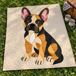 French Bulldog Quilt Pattern, Applique & Collage Quilt, Dog Quilt Pattern PDF, Patchwork Wall Hanging, Folk Art Quilt Template image 11