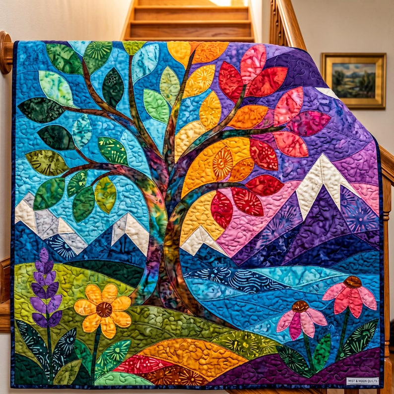 Landscape Tree Quilt Pattern, Applique & Collage Quilt PDF, Folk Art Nature Wall Hanging, Raw Edge Fusible Applique image 15