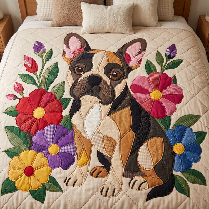 French Bulldog Quilt Pattern, Dog Wall Hanging Quilt Pattern PDF, Applique Quilt Pattern, 2 Colourways & 3 Sizes, Raw Edge Fusible Applique image 15