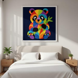 Patrón de edredón de panda, patrón de edredón para colgar en la pared de la habitación infantil en PDF, edredón de apliques fácil para principiantes, aplique termoadhesivo con borde sin rematar imagen 5