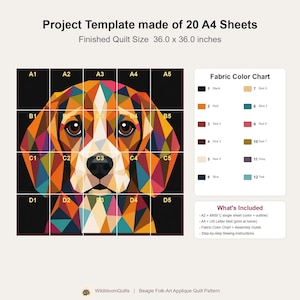 Beagle Quilt Pattern, Dog Wall Hanging Quilt Pattern PDF, Applique Quilt Pattern for Beginners, Dog Lover Gift, Raw Edge Fusible Applique image 11