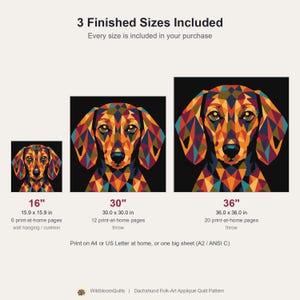 Dachshund Quilt Pattern, Dog Wall Hanging Quilt Pattern PDF, Applique Quilt Pattern, Doxie Lover Gift, Raw Edge Fusible Applique image 3