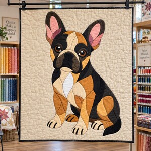 French Bulldog Quilt Pattern, Applique & Collage Quilt, Dog Quilt Pattern PDF, Patchwork Wall Hanging, Folk Art Quilt Template image 4
