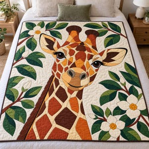 Giraffen-Quiltmuster, Applikations- und Collage-Quilt, Tier-Quiltmuster (PDF), Magnolien-Wandbehang im Volkskunststil, Patchwork-Vorlage Bild 9