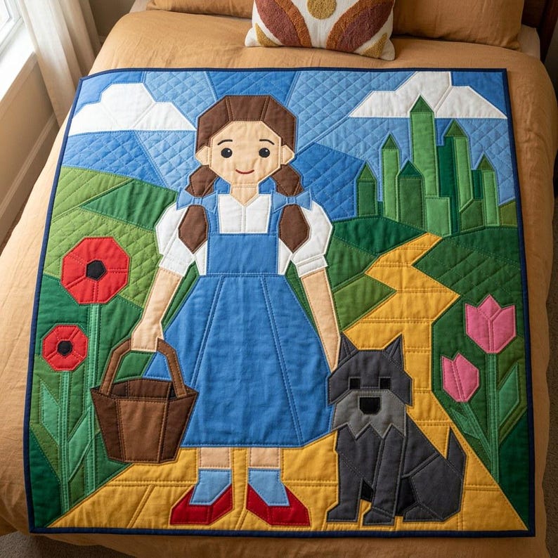 Molde para colcha de menina e cachorro, molde para colcha de parede infantil em PDF, colcha de aplique fácil, aplique termocolante com borda crua imagem 7